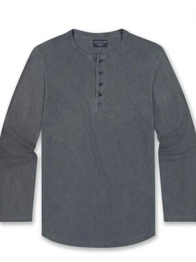 Goodlife Men's Long Sleeve Henley - Charcoal Gray
